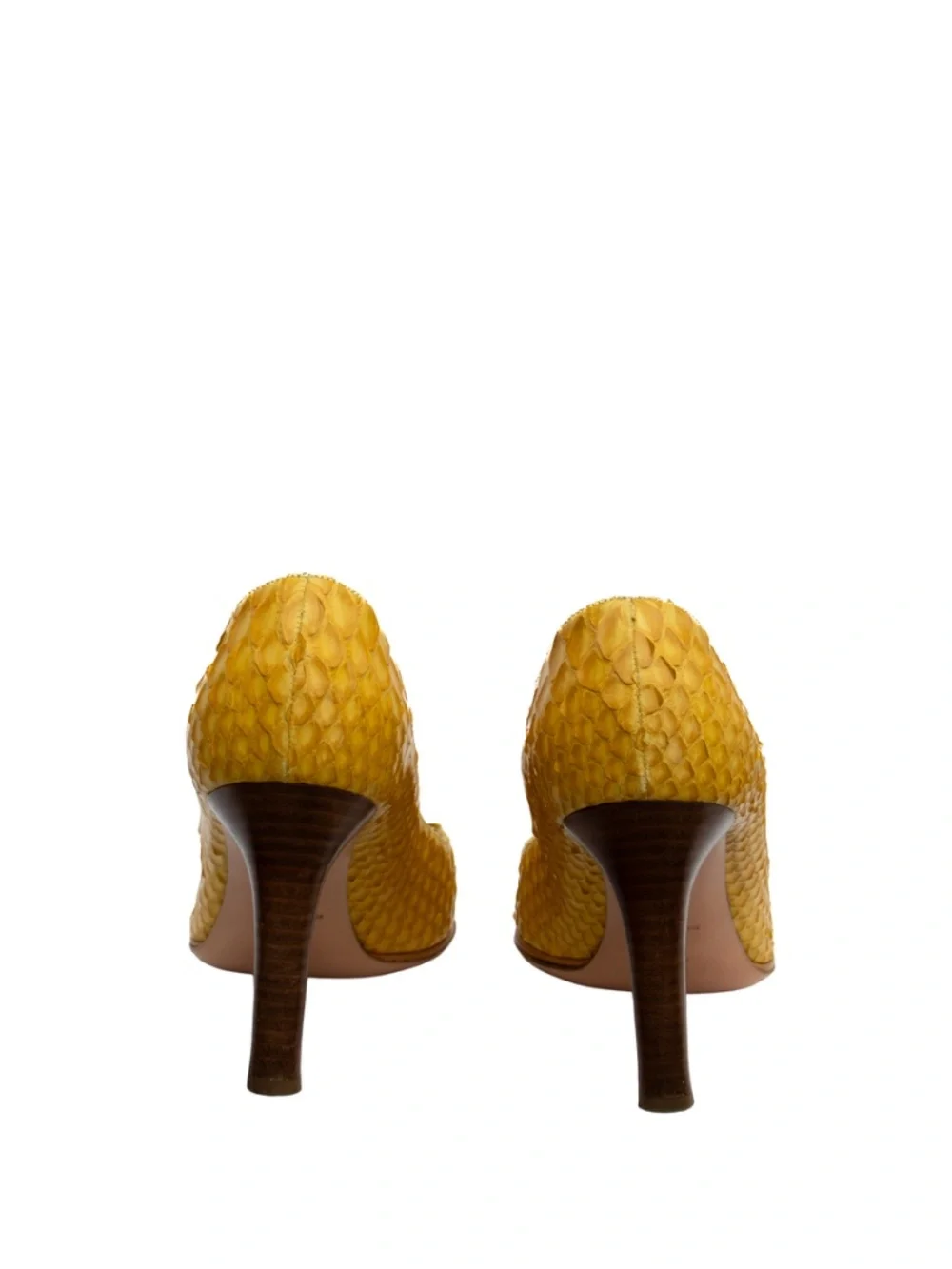 Nando Muzi for Mario Valenti Python Leather Square Toe Pumps Yellow Women’s EU 3